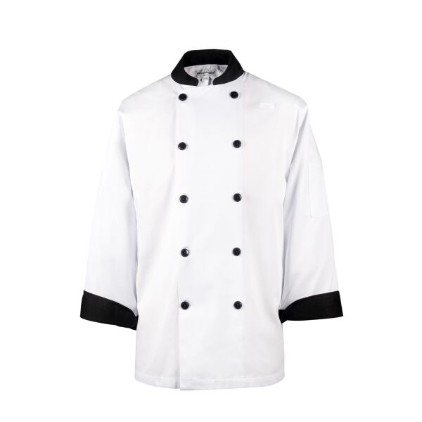 Classic Chef Jacket with Black Collar and Cuffs Thumbnail