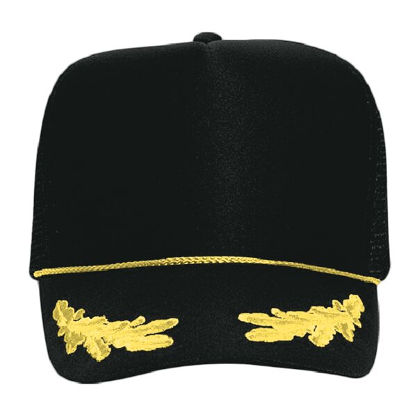 5 Panel High Crown Mesh Back Trucker Hat Front w/ Oak Leaves Thumbnail