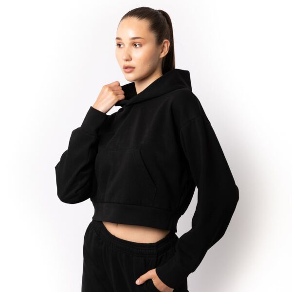 Cropped Drop Shoulder Pullover Hoodie Thumbnail
